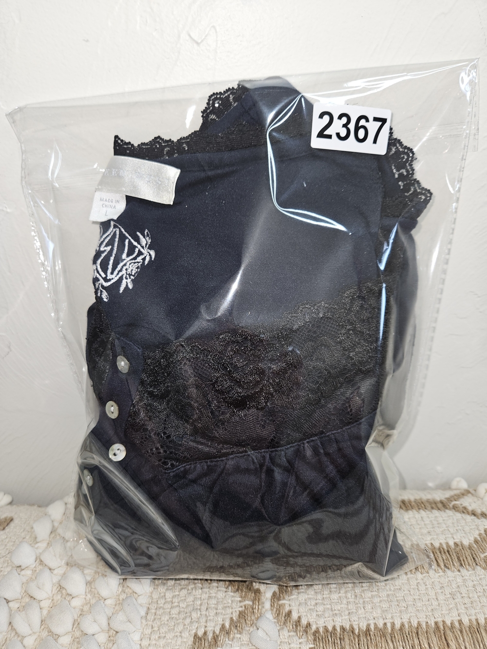 Eileen West Women's Navy Blue Lace-Trim Nightgown Large Sleep House Dress - Picture 9 of 9